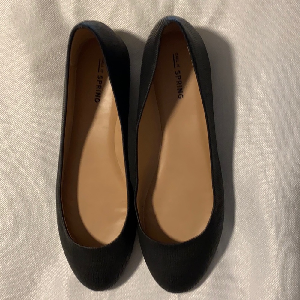 Black flats gold trim ,Like new